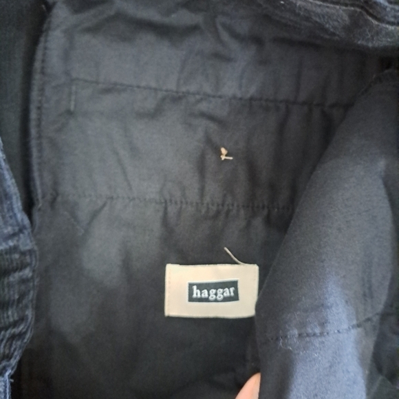 Haggar Men's Corduroy Pants Size 36x29 Black 4 Pockets Pleated Cotton Office - Picture 2 of 8